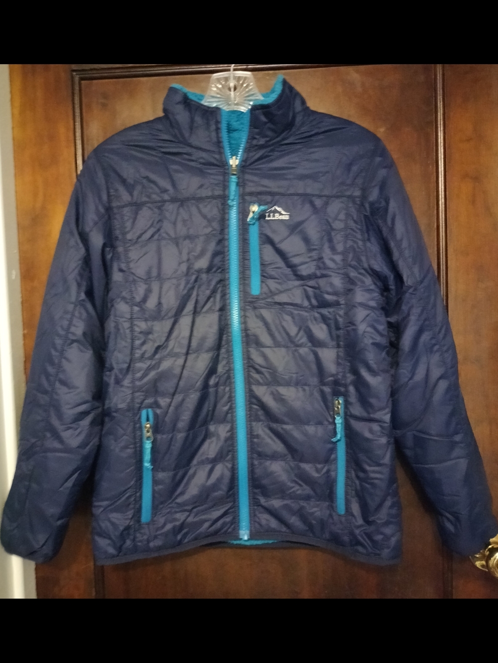 L.L. Bean Quilted Polar-Lined Jacket – Navy & Turquoise

​